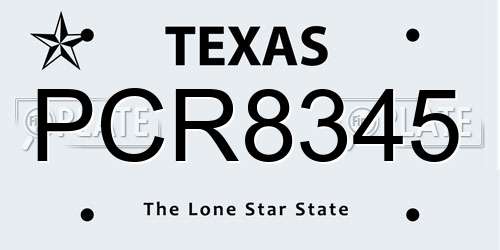 PCR8345 Texas License Plate