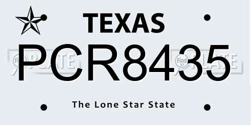 PCR8435 Texas License Plate
