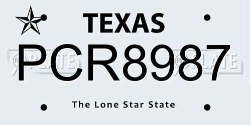 PCR8987 Texas License Plate