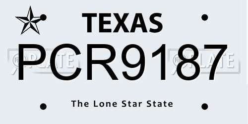 PCR9187 Texas License Plate