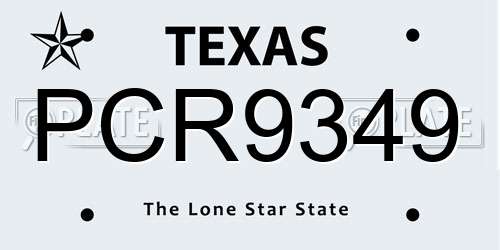PCR9349 Texas License Plate