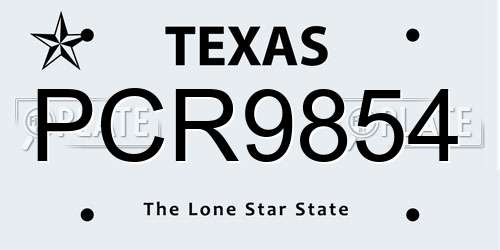 PCR9854 Texas License Plate