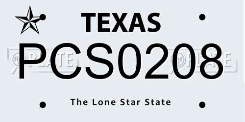 PCS0208 Texas License Plate