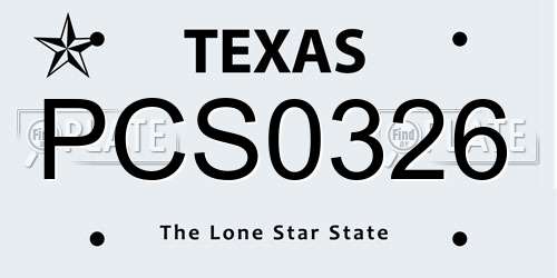 PCS0326 Texas License Plate