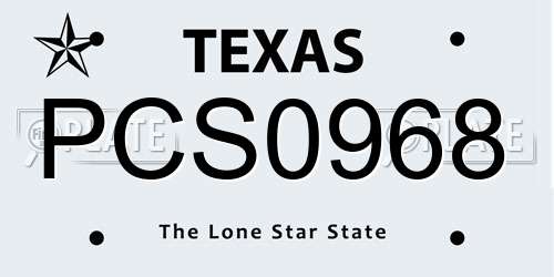 PCS0968 Texas License Plate