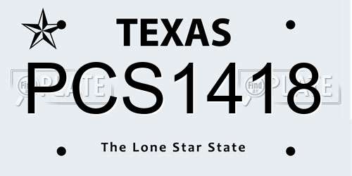 PCS1418 Texas License Plate