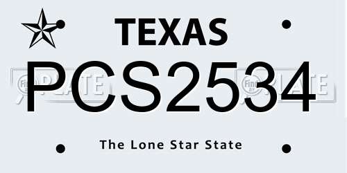 PCS2534 Texas License Plate