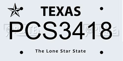 PCS3418 Texas License Plate