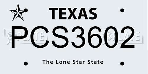 PCS3602 Texas License Plate