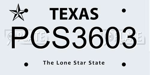 PCS3603 Texas License Plate