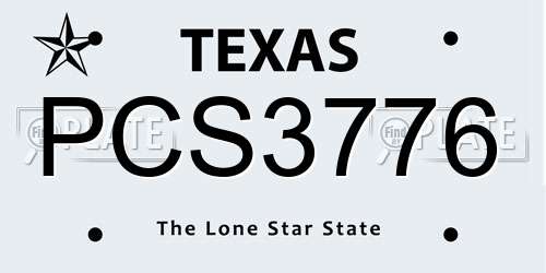PCS3776 Texas License Plate