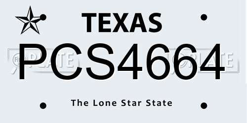 PCS4664 Texas License Plate