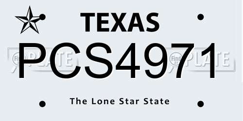 PCS4971 Texas License Plate