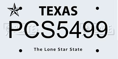 PCS5499 Texas License Plate