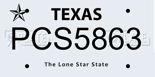 PCS5863 Texas License Plate