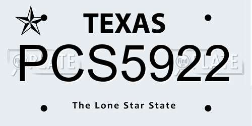 PCS5922 Texas License Plate