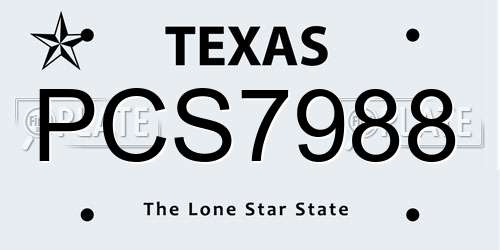 PCS7988 Texas License Plate