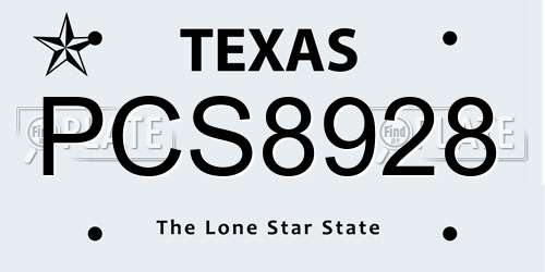 PCS8928 Texas License Plate