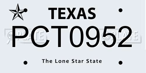 PCT0952 Texas License Plate
