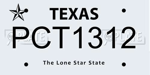 PCT1312 Texas License Plate