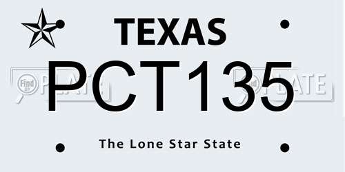 PCT135 Texas License Plate