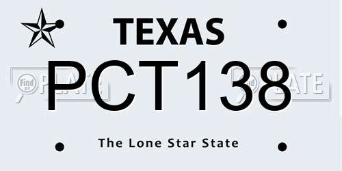 PCT138 Texas License Plate