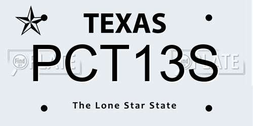 PCT13S Texas License Plate