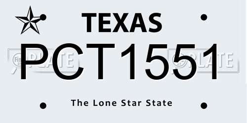 PCT1551 Texas License Plate