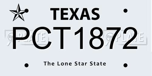 PCT1872 Texas License Plate