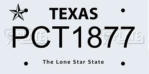 PCT1877 Texas License Plate