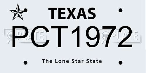 PCT1972 Texas License Plate