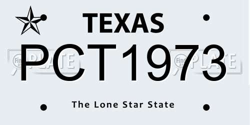 PCT1973 Texas License Plate