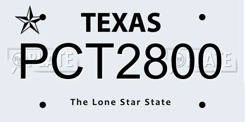 PCT2800 Texas License Plate