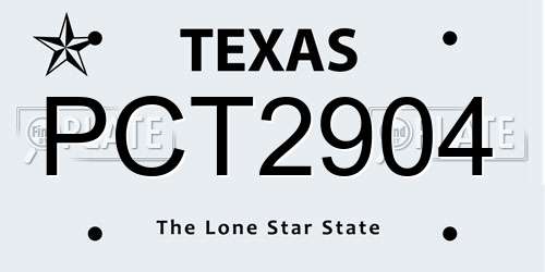 PCT2904 Texas License Plate