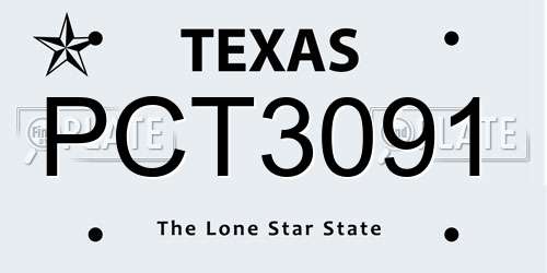 PCT3091 Texas License Plate