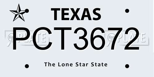 PCT3672 Texas License Plate