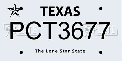 PCT3677 Texas License Plate
