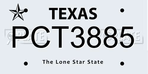 PCT3885 Texas License Plate