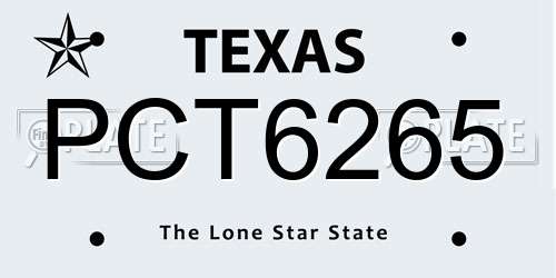PCT6265 Texas License Plate