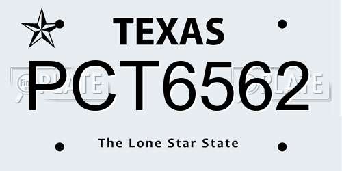 PCT6562 Texas License Plate