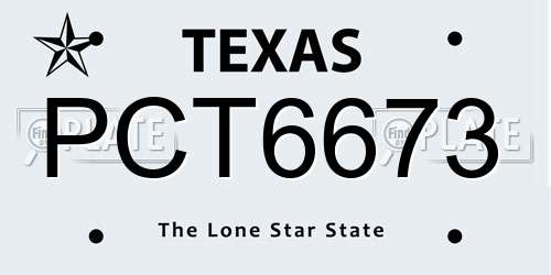 PCT6673 Texas License Plate