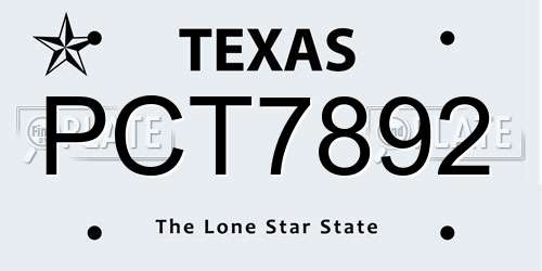PCT7892 Texas License Plate