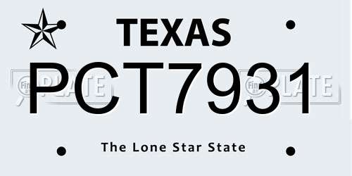 PCT7931 Texas License Plate