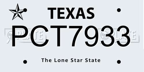PCT7933 Texas License Plate