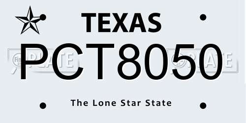 PCT8050 Texas License Plate