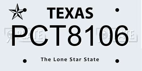 PCT8106 Texas License Plate