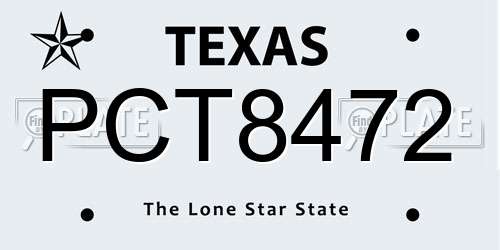PCT8472 Texas License Plate