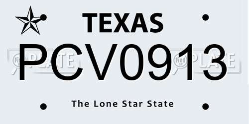 PCV0913 Texas License Plate