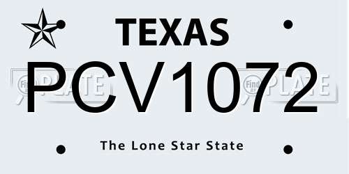 PCV1072 Texas License Plate