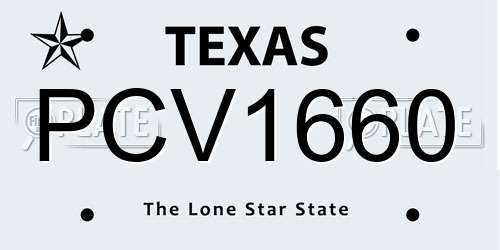 PCV1660 Texas License Plate